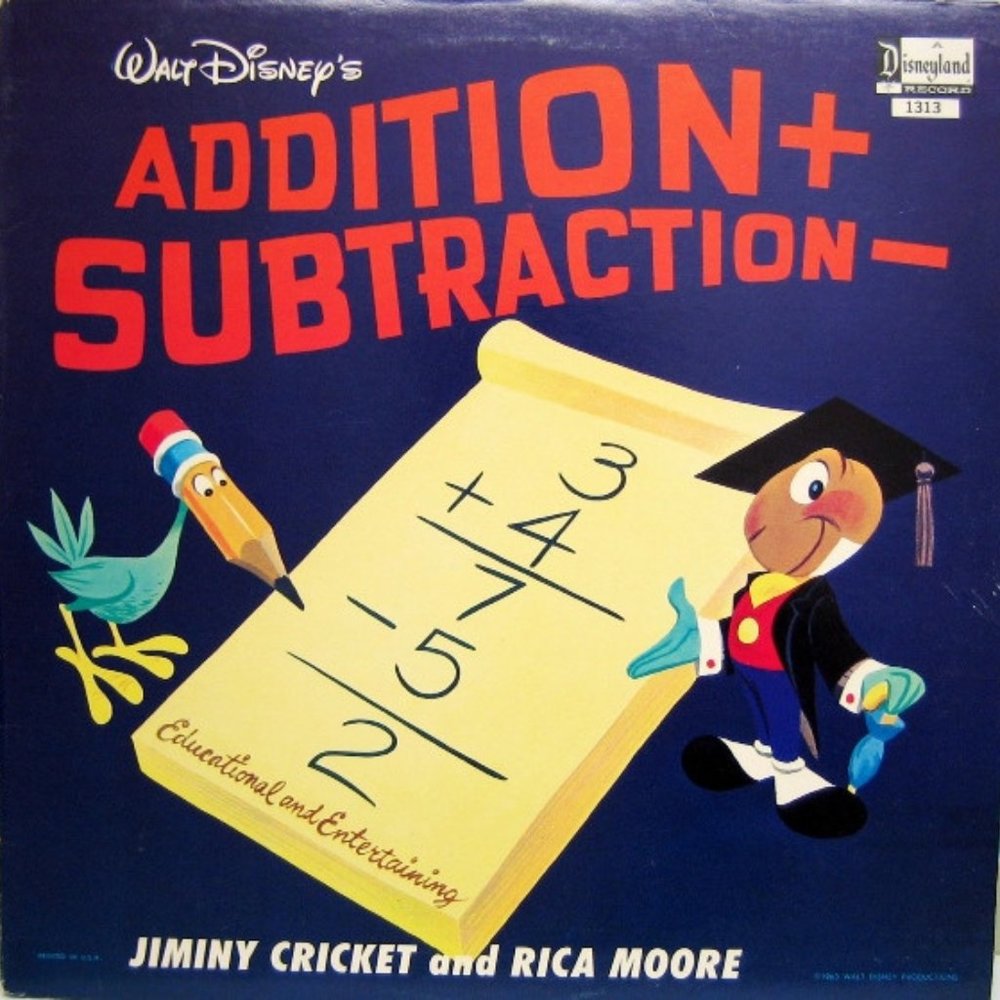Walt Disney Jiminy Cricket & Rica Moore ‎Addition And Subtraction LP Record